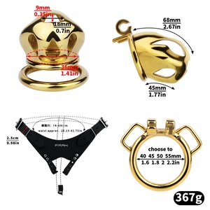 กรงครอบอวัยวะเพศชาย FRRK Chaste Lock สีทอง อุปกรณ์รักษาพรหมจรรย์ชาย เข็มขัดรักษาพรหมจรรย์ อุปกรณ์พันธนาการสำหรับคู่รักและอุปกรณ์เสริม กรงครอบอวัยวะเพศชาย ของเล่นผู้ใหญ่ - Product Image 5