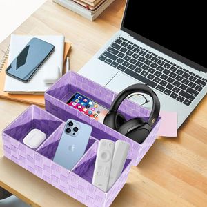 ORGMASTER Paniers de <span class=keywords><strong>rangement</strong></span> cubiques tissés à la main, peu profonds, lot de 7, violet, pour bureau, commode, cuisine, garde-manger - Product Image 5