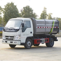 Camion à ordures à chargement latéral Petit Foton 5 M3 Véhicule de collecte des déchets ménagers Ascenseur hydraulique 240L Poubelle Camion de nettoyage