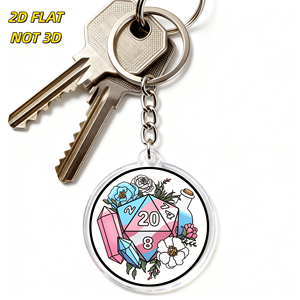 Trans Pride D20 Acrylic <strong>Keychain</strong> Floral &amp; <strong>Crystal</strong> Design with Potion Bottle for Bags, Keys &amp; Backpacks Durable Clear Tag - Product Image 5