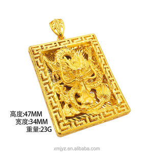 Nouveaux accessoires en laiton, bijoux en or plaqué, pendentif dragon, pendentif plaque carrée totem dragon, accessoires pour hommes - Product Image 5