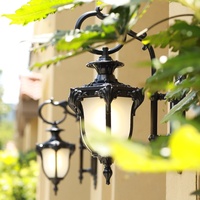 Lampe suspendue vintage antique imperméable pour extérieur, lampe à suspension en alliage d'aluminium, éclairage de jardin LED à montage mural