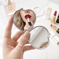 Miroirs grossissants double face 1X/2X, miroir de poche en métal en forme de cœur pour cadeau