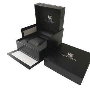 Luxury High Quality Custom Logo Black Leather Packaging Box for Single Watch Box