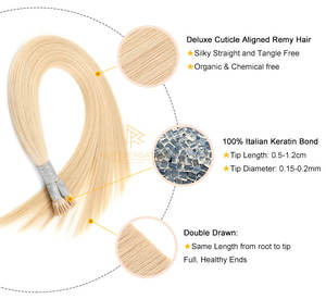 Lujo doble dibujado SUR DE LA India templo crudo virgen Pelo Rizado Itips cabello humano - Product Image 3