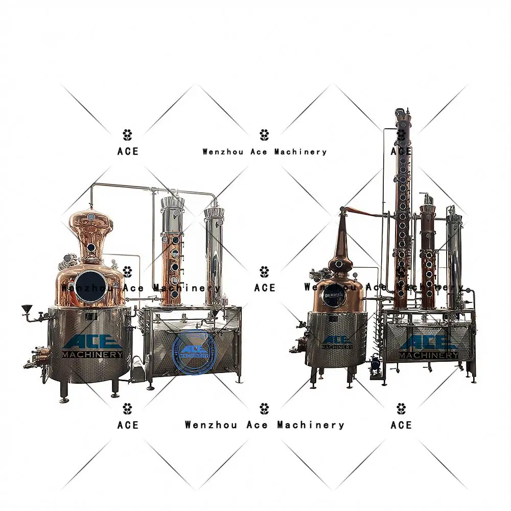 Ace Pot Doppel kessel Bain Marie Destill ier maschine für Kräuter 3 Kupfer Reflux Column Bubble Plate