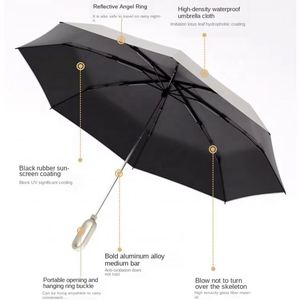Paraguas de Viaje Plegable Manual de Diseño Casual Moderno con Hebilla de Anillo, Tela de Nylon 190T, 10 Varillas, para Sol y Lluvia - Product Image 4