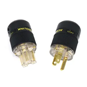 3 Pins US Electrical Jack YIVO XSSH Audio OEM ODM DIY HIFI Pure Copper Plating Gold Male Female AC Power Connectors Plug