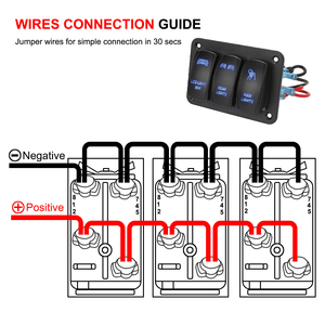 Panneau de commutation 12V/24V 3 gangs pour voiture RV camion Marine caravane ATV UTV <span class=keywords><strong>Jeep</strong></span> moto avec lumière LED 5 broches bouton de commutation marche/arrêt - Product Image 5