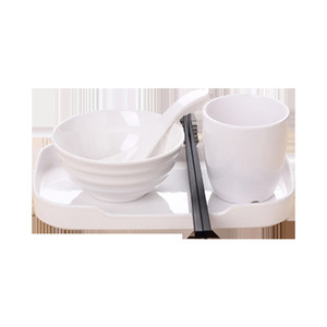 A5 <b>Melamine</b> Hotel Tableware Set, Plastic Imitation Porcelain White <b>Plate</b>, Bowl and Dish Set, Hot Pot Restaurant Four-Piece - Product Image 4