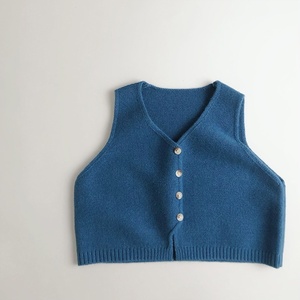 Primavera autunno bambini ragazzi ragazze in tinta unita Casual blu senza maniche canotta gilet lavorato a maglia per bambini - Product Image 2