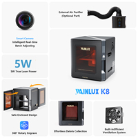 Wainlux k8 Portable Mini Design Unique Offre Spéciale Logo Visuel Entièrement Fermé Découpe Laser Mini Machine De Gravure Laser