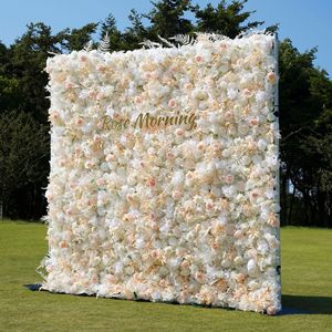 Panneau mural de fleurs artificielles en gros pour mariage, toile de fond enroulable 8ft x 8ft, mur de roses pour la décoration - Product Image 6