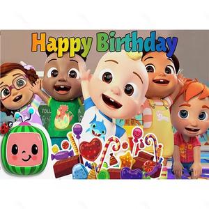 Fondo de Cumpleaños con Diseño de Dibujos Animados de <span class=keywords><strong>JJ</strong></span> Melon, Decoración para Fiesta de Cumpleaños de Niños y Niñas - Product Image 5