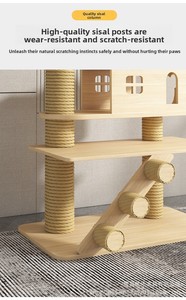 Ethan Green <span class=keywords><strong>Arbre</strong></span> à chat de style japonais, colonne haute, en bois massif, avec nid intégré, structure stable et robuste - Product Image 6