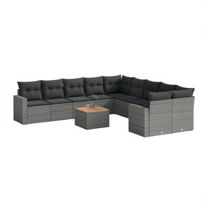 Conjunto de Sofá de Jardín Gris de Ratán para 6 Personas, Muebles de Exterior Resistentes a la Intemperie, Diseño Contemporáneo - Product Image 1