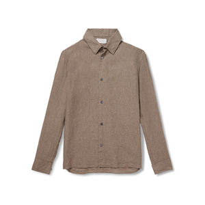 Camisa Moderna de Mezcla de Algodón para Hombre con Cierre Liso y Dobladillo Trasero Ligeramente Extendido para un Estilo Casual Refinado - Product Image 1