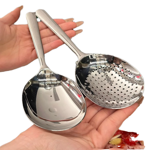 Cuillère de camping en acier inoxydable, manche court, grande, ronde, durable, écologique, design oriental, cuillère à riz et à soupe plate - Product Image 4