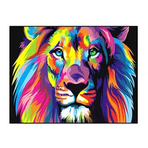 बच्चों के लिए DIY हस्तशिल्प उपहार अनुकूलित चित्र पशु रंगीन शेर 5डी पूर्ण ड्रिल डायमंड पेंटिंग