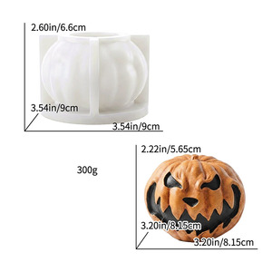 Moule en silicone Citrouilles d'Halloween 3D Jack O'Lantern pour bougies, <span class=keywords><strong>cire</strong></span> de soja, résine époxy, béton, savon, plâtre – Fournitures DIY pour la fabrication de bougies - Product Image 6