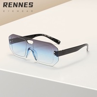 Modèles chauds vente en gros unisexe une pièce pilotes lunettes de soleil rectangulaires lentilles UV400 pour les vacances d'été tenue décontracté