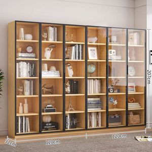 Muebles de Salón Ecológicos, Diseño Modular Contemporáneo, Estantería para <span class=keywords><strong>CD</strong></span> de Gran Capacidad, Librería, Vitrina con Puertas de Vidrio - Product Image 4