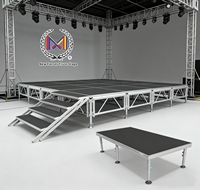 Solution de Scène Tout-en-un Certifiée TUV, Scène Modulaire en Aluminium Réglable Noire et Rouge, Plateforme Portable pour Concerts et Spectacles