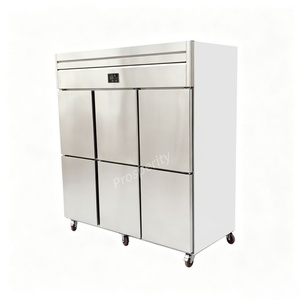 Réfrigérateur et congélateur professionnel à double température à 6 portes, armoire de cuisine en acier inoxydable avec glissières pour bacs GN, certifié CE, de -30°C à 8°C PS - Product Image 4