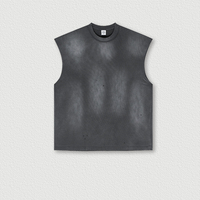 Débardeur Sportif Personnalisé Streetwear d'Été Vintage Monkey Lavé et Vieilli avec Dos Déchiré pour Homme