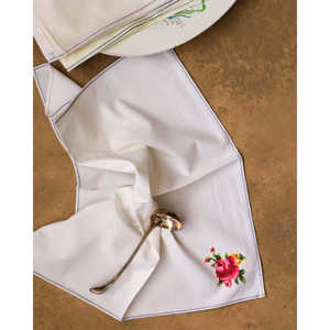 Ensemble de 6 serviettes de table en lin pur brodées au point de croix, serviettes de table de haute qualité pour la salle à manger - Product Image 1