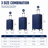 Valise trolley classique légère en ABS à 4 roues avec doublure en polyester personnalisable – Vente en gros