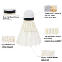 Volants de badminton durables en gros, logo personnalisé, avec plumes d'oie et liège naturel, volants de compétition professionnels
