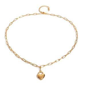 Collar con Colgante de Corazón Romántico, Inodoro, Resistente a Roturas, Fabricantes de Joyería Personalizada, Cadena de Oro Sólido de 18k para Mujer - Product Image 1