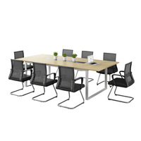 Table de conférence moderne minimaliste en bambou, mobile et réglable en hauteur, pour petites salles de réunion et salles de négociation