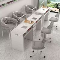 Table de manucure moderne haut de gamme simple/double avec plateau en bois, design durable pour salon de manucure, centre commercial et atelier
