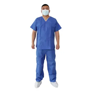 Дышащий мягкий синий SMS одноразовый больничный скраб костюм для хирурга