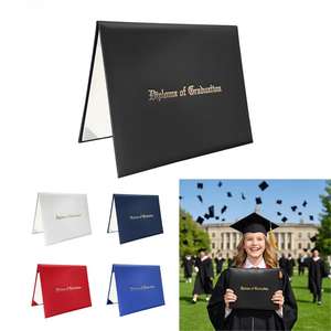 แฟ้มใส่ประกาศนียบัตร/ปกประกาศนียบัตรสำเร็จการศึกษา ขนาด A4 8.5" <span class=keywords><strong>x</strong></span> 11"  วัสดุโพลีเอสเตอร์ 100% ปั๊มฟอยล์ทอง  โลโก้สั่งทำได้  สำหรับโรงเรียน/มหาวิทยาลัย  แบบ unisex - Product Image 1