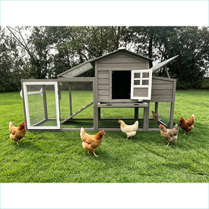Cage à volailles sur roues, poulailler portable en bois, plateau anti-fuite extérieur, toit résistant aux UV, nichoir pour poulets, canards, lapins - Product Image 1