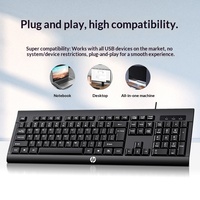 H.P KM100 Keyboard Mouse Berkabel Ringan Senyap 1000 DPI untuk Windows Desktop Laptop USB Bisnis Kantor Gaming Tersedia di Stok