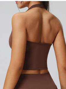 Women Halter Neck Yoga Bra Backless U Neck Sports Crop <b>Top</b> Removable Pads <b>Low</b> Support Pilates Athletic Vest Wholesale - Product Image 3
