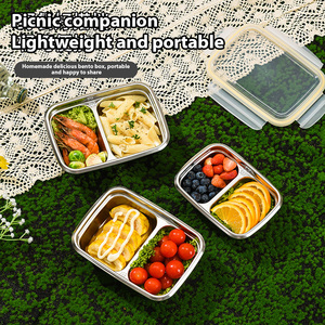 Lonchera de Acero Inoxidable 304 para Microondas, Recipientes para Niños, Lonchera Bento Aislada a Prueba de Fugas con 2 <span class=keywords><strong>Compartimentos</strong></span> - Product Image 3