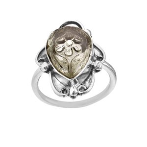 Bague sculptée en améthyste verte en argent Sterling 925 pour femme vermeil d'éternité Boho cadeau d'anniversaire cadeau parfait - Product Image 1