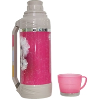 Termo de Vacío de 2.0L con Diseño Floral, Termo de Plástico Aislado para Bebidas y Alimentos, Portátil, Tamaño Pequeño, Esencial para el Regreso a Clases