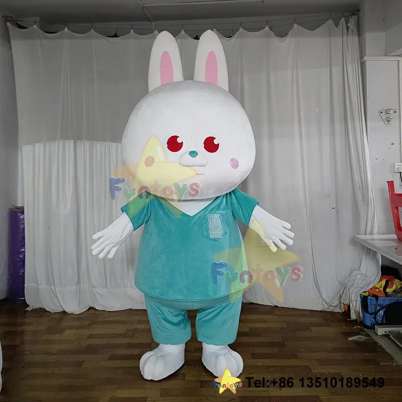 Funtoys personalizza peluche coniglietto bianco coniglio animale mascotte Costume pelliccia pasqua carnevale Halloween natale per adulti