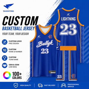 Jersey Baseball Custom Biru Desain Kustom Jersey Baseball Seragam Basket Remaja Dicetak Ukuran Besar Jersey Mesh Bernapas - Product Image 1