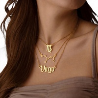 Collier Horoscope Délicat en Gros en Acier Inoxydable, Pendentif Superposé 12 Signes Astrologiques, Logo Personnalisé OEM ODM Reach