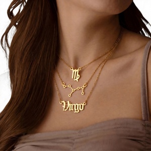 Collar Delicado al <span class=keywords><strong>por</strong></span> Mayor con Horóscopo, de Acero Inoxidable, con 12 Signos del Zodíaco, Colgante en Capas, Logotipo Personalizado, OEM ODM - Product Image 4