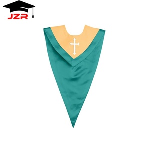 Nuova Stola di Laurea Reversibile a V JZR con Ricamo a Punto Croce per Uso Scolastico, 100% Poliestere - Product Image 2