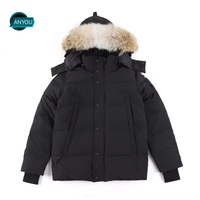Veste d'hiver pour homme ANYOU, style classique personnalisé, de haute qualité, chaude, coupe-vent, véritable fourrure de coyote, parka, doudoune