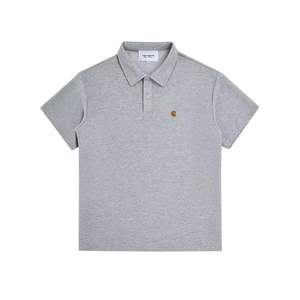 Camiseta de manga corta bordada con etiqueta dorada de marca de moda, estilo unisex para parejas, corte holgado tipo concha, top de color liso. - Product Image 4